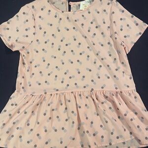 Aprico Light Pink Blouse with pineapple Print